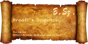 Bredák Szabolcs névjegykártya